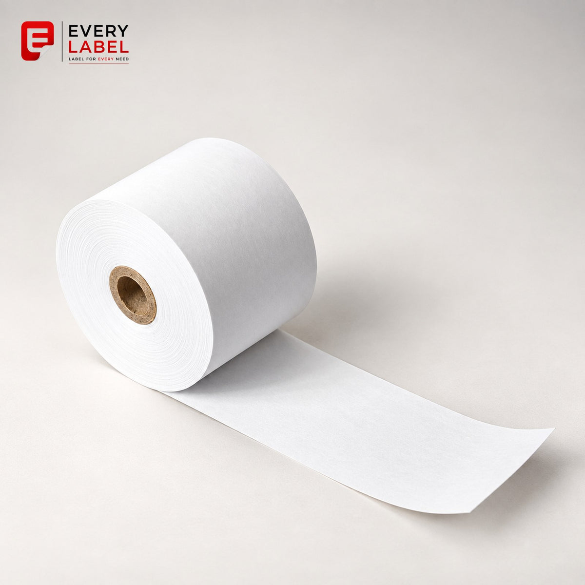 White thermal receipt paper roll, 79 mm wide