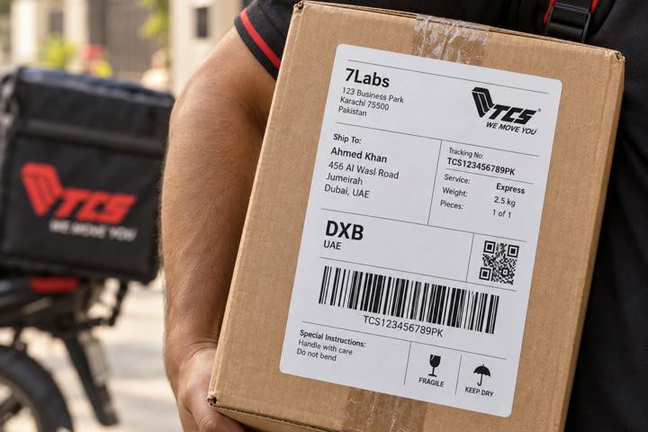 100 x 150 mm label in use, courier waybills