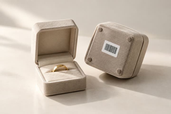 28 x 19 mm label in use, jewellery, small tags