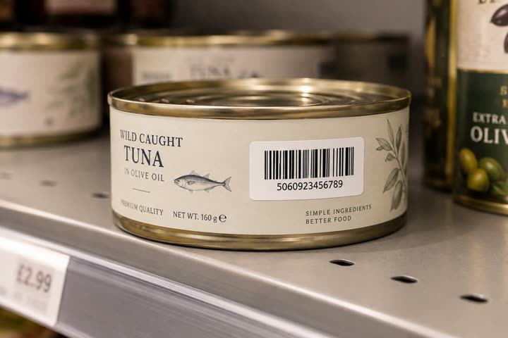 50 x 25 mm label in use, retail and consumer goods
